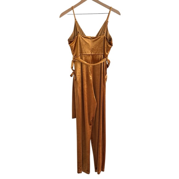Lulus Regal Evening Copper Velvet Jumpsuit Small Party Cocktail Dressy - Picture 6 of 16